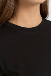 Uzun Kollu Basic Pamuk T-Shirt - Siyah