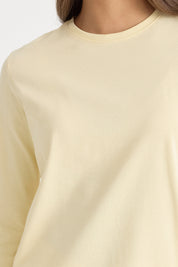 Uzun Kollu Basic Pamuk T-Shirt - Tereyağ Sarısı