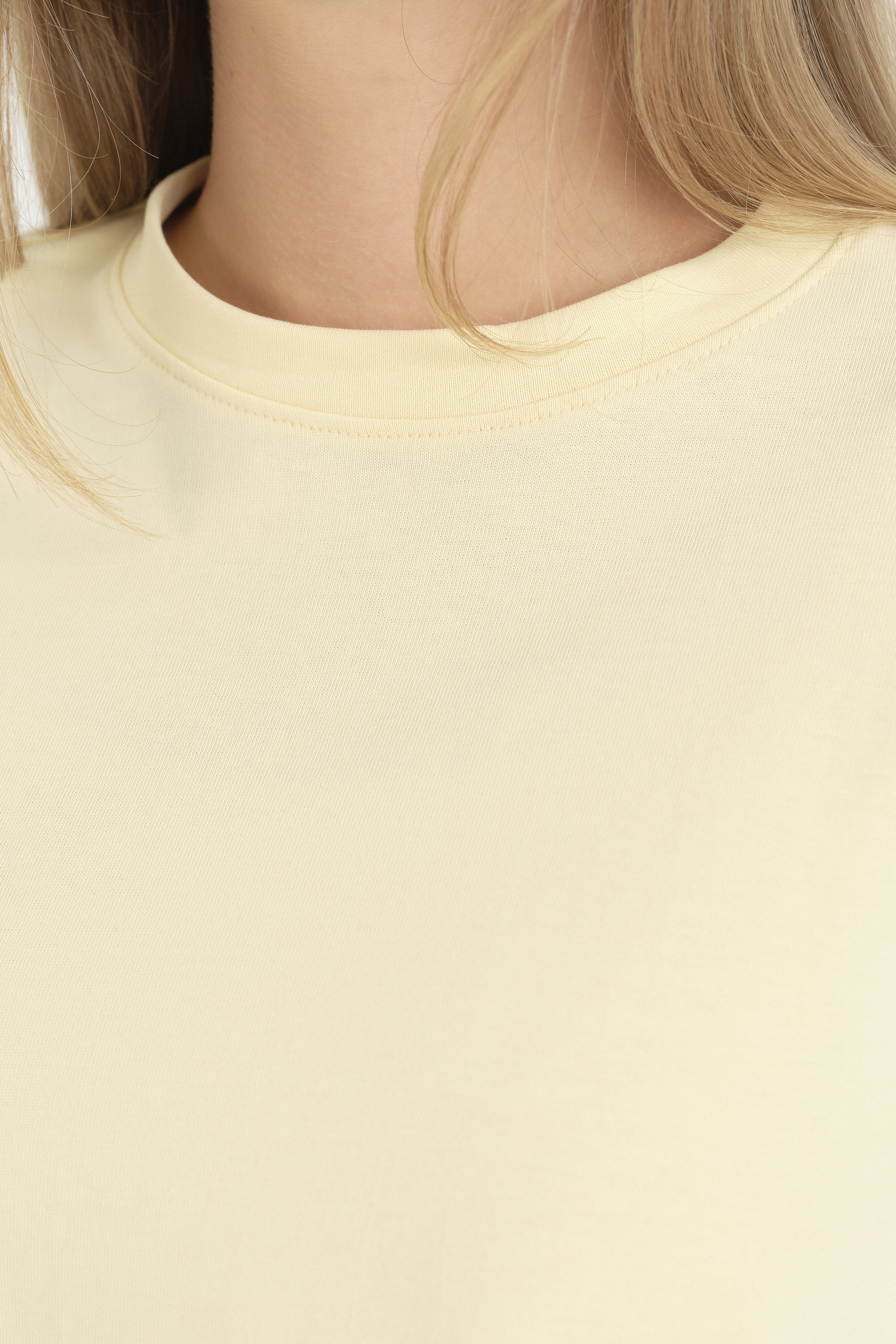 Uzun Kollu Basic Pamuk T-Shirt - Tereyağ Sarısı