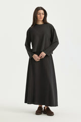 Uzun Kollu Crop Basic T-Shirt - Siyah