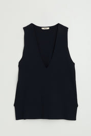 V Yaka Rayon Süveter - Siyah