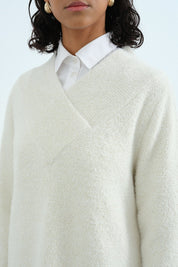 V-Neck Knit Tunic - Ecru