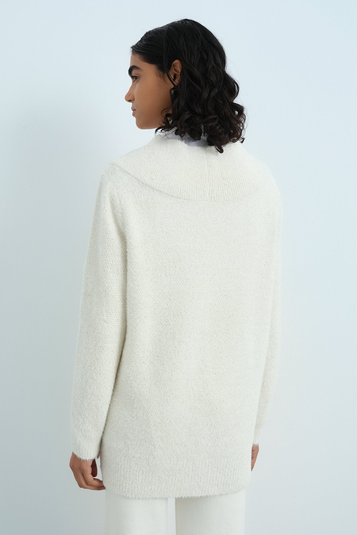 V-Neck Knit Tunic - Ecru