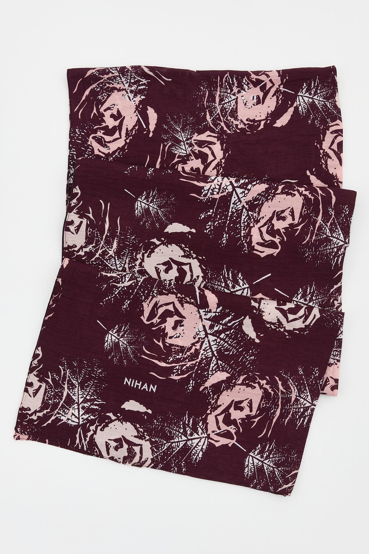 Viscose Digital Pattern Scarf - Burgundy