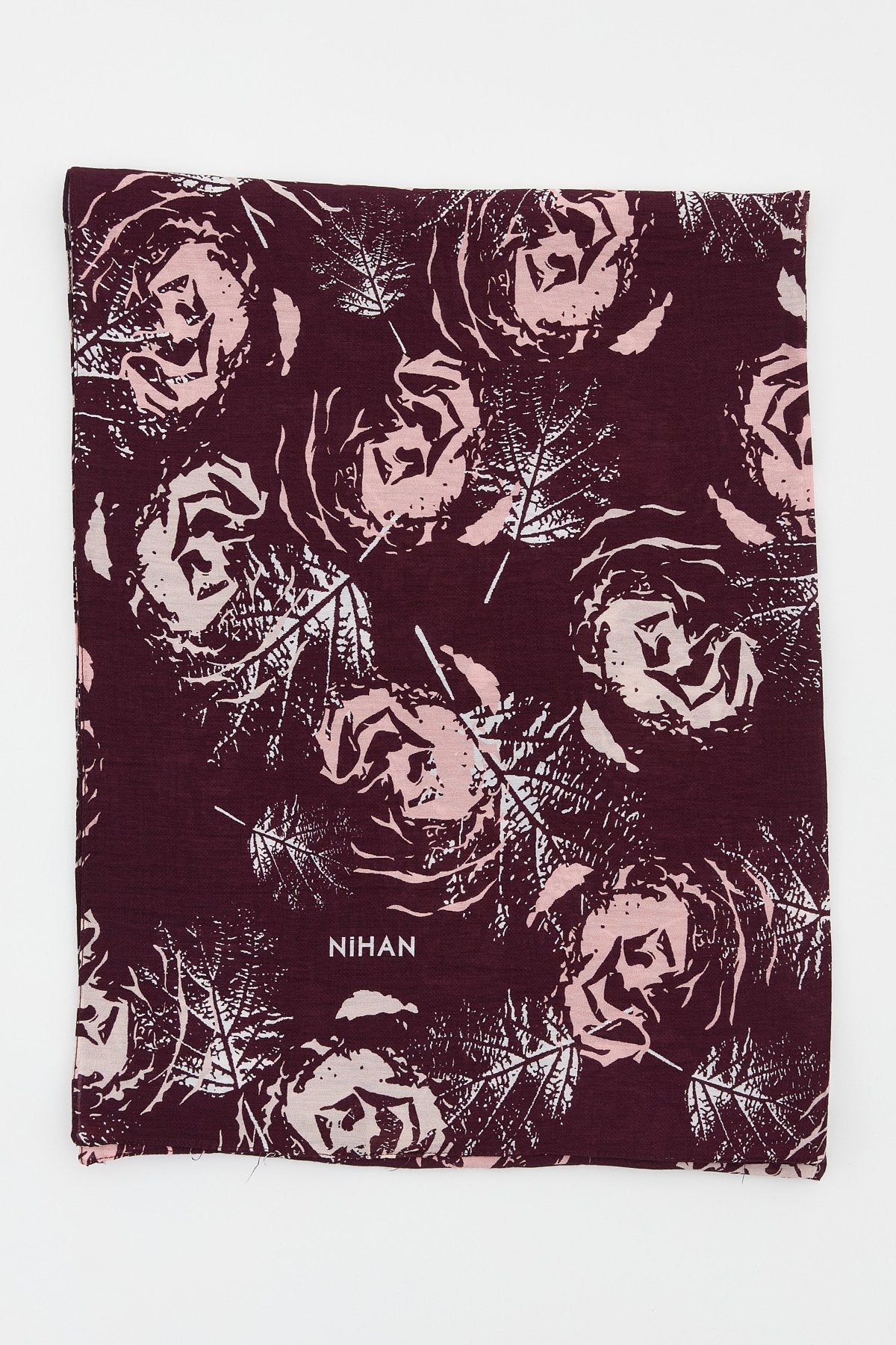 Viscose Digital Pattern Scarf - Burgundy