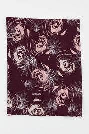 Viscose Digital Pattern Scarf - Burgundy