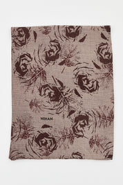 Viscose Digital Pattern Scarf - Dark Brown