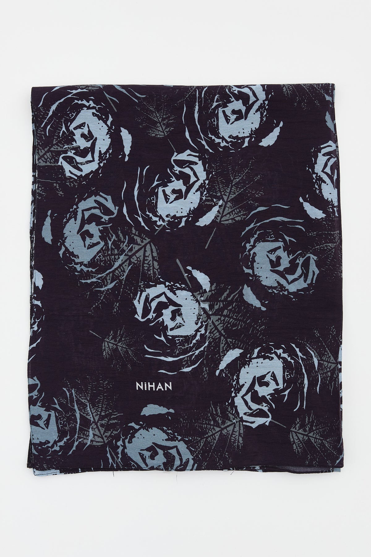 Viscose Digital Pattern Scarf - Navy Blue