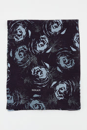 Viscose Digital Pattern Scarf - Navy Blue