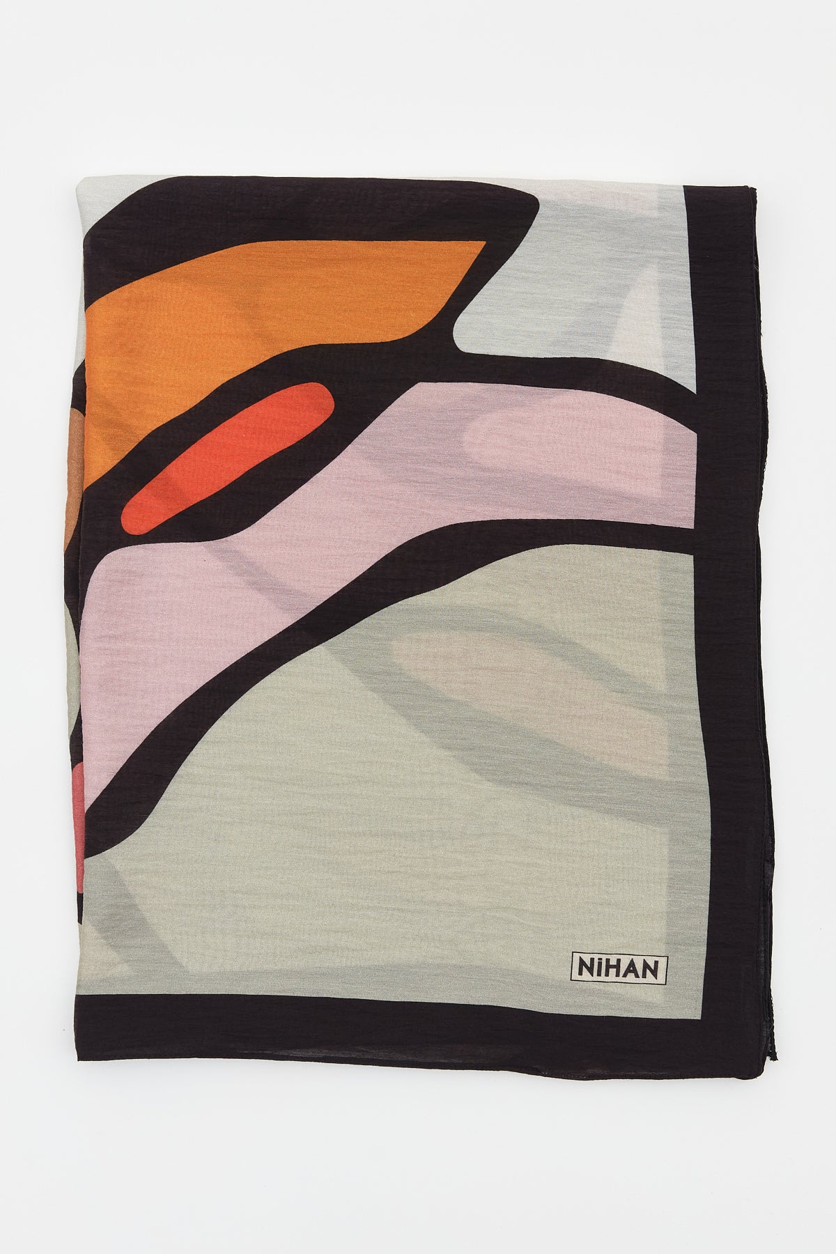 Viscose Digital Patterned Shawl - Orange