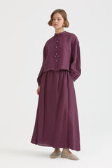 Viscose Skirt Shirt Set - Plum