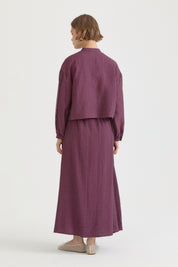 Viscose Skirt Shirt Set - Plum