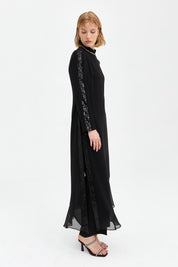 Ruffle Detail Pants and Tunic Set - Black