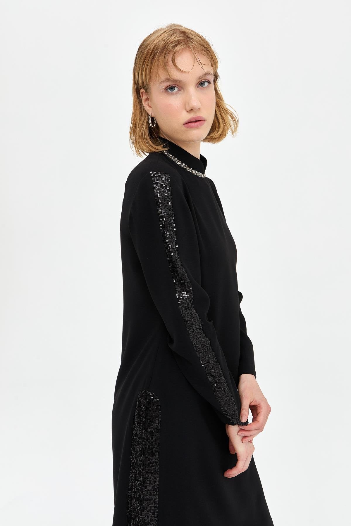 Ruffle Detail Pants and Tunic Set - Black