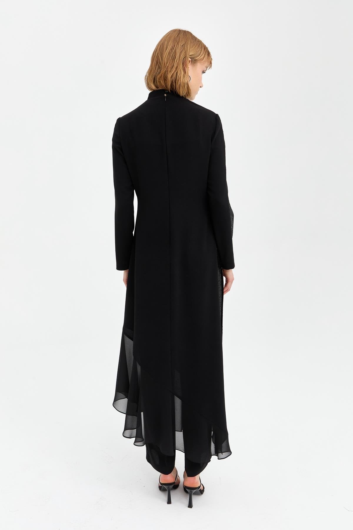 Ruffle Detail Pants and Tunic Set - Black