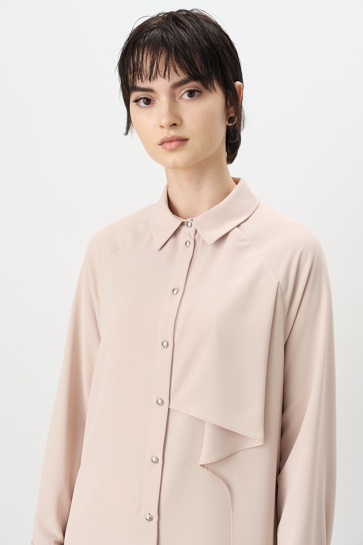 Flounce Detail Tunic - Beige
