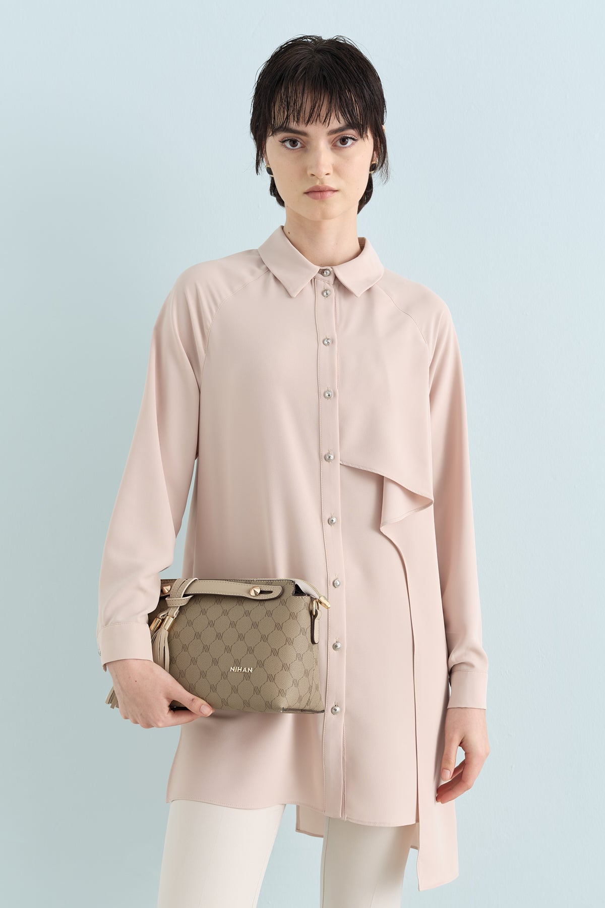 Flounce Detail Tunic - Beige