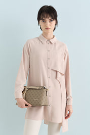 Flounce Detail Tunic - Beige