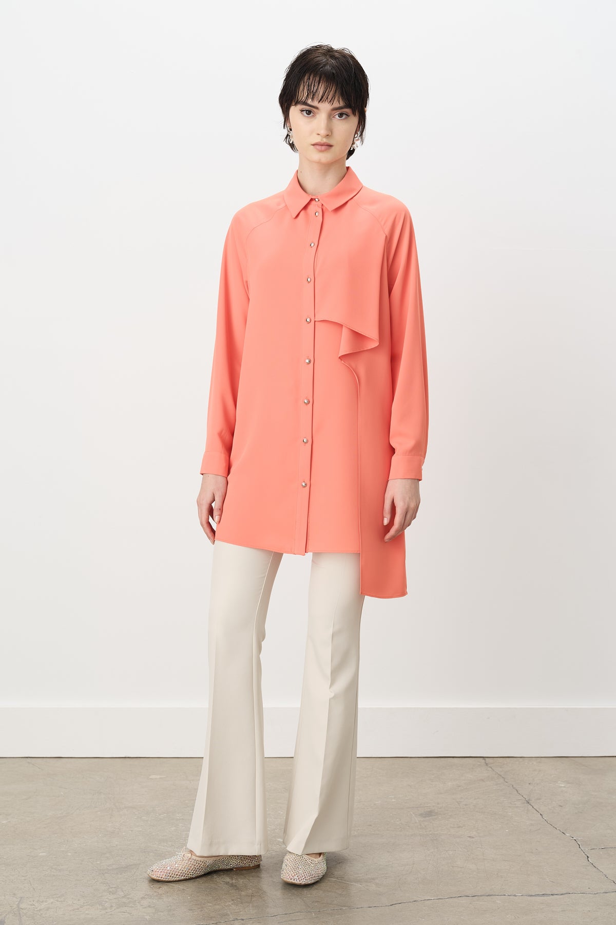 Tunic with Frill Details - Orange