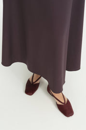 Volanlı Fermuarlı Etek - Mürdüm