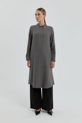 Tunic with Collar Accessory - Dark Gray