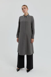 Tunic with Collar Accessory - Dark Gray
