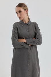 Tunic with Collar Accessory - Dark Gray