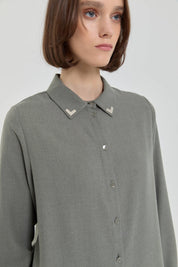 Tunic with Collar Accessory - Khaki