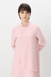 Ruffled Tunic with Collar Accessory - Powder Pink