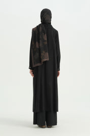 Lyocell Tunic with Collar Detail and Piping - Black