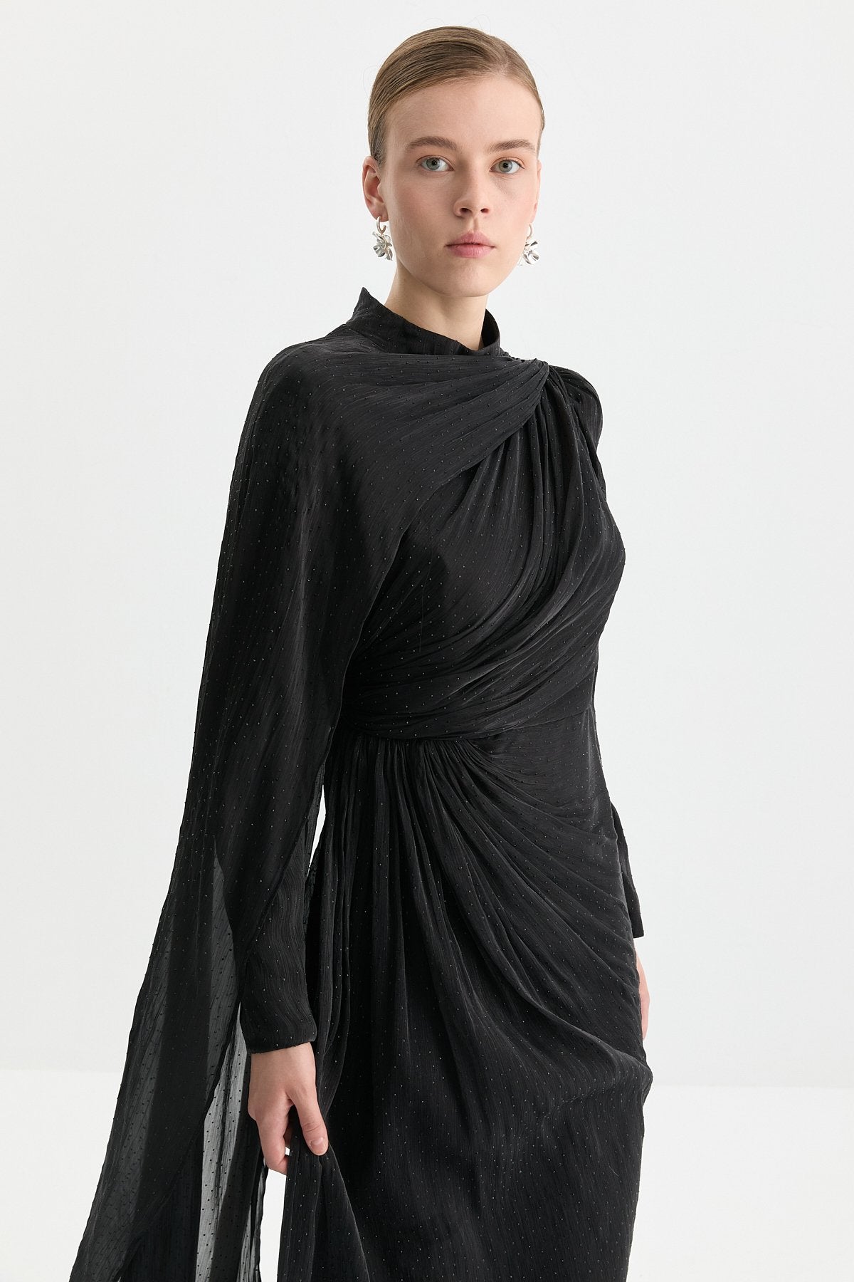 Dress with Collar Detail - Black