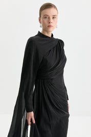 Dress with Collar Detail - Black