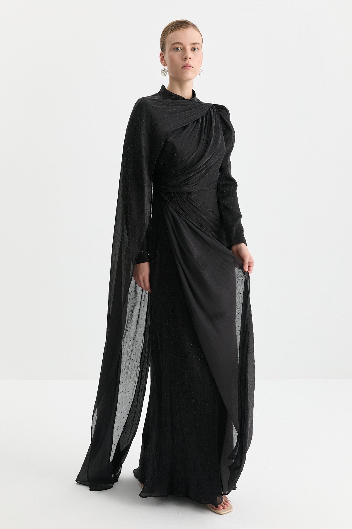 Dress with Collar Detail - Black