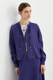 Skirt and Jacket Set with Collar Detail - Indigo