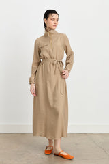 Modal Dress with Collar Detail and Belt - Mink