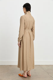 Modal Dress with Collar Detail and Belt - Mink