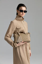 Modal Dress with Collar Detail and Belt - Mink
