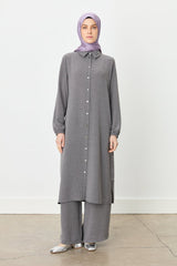 Collared Pants Tunic Set - Anthracite
