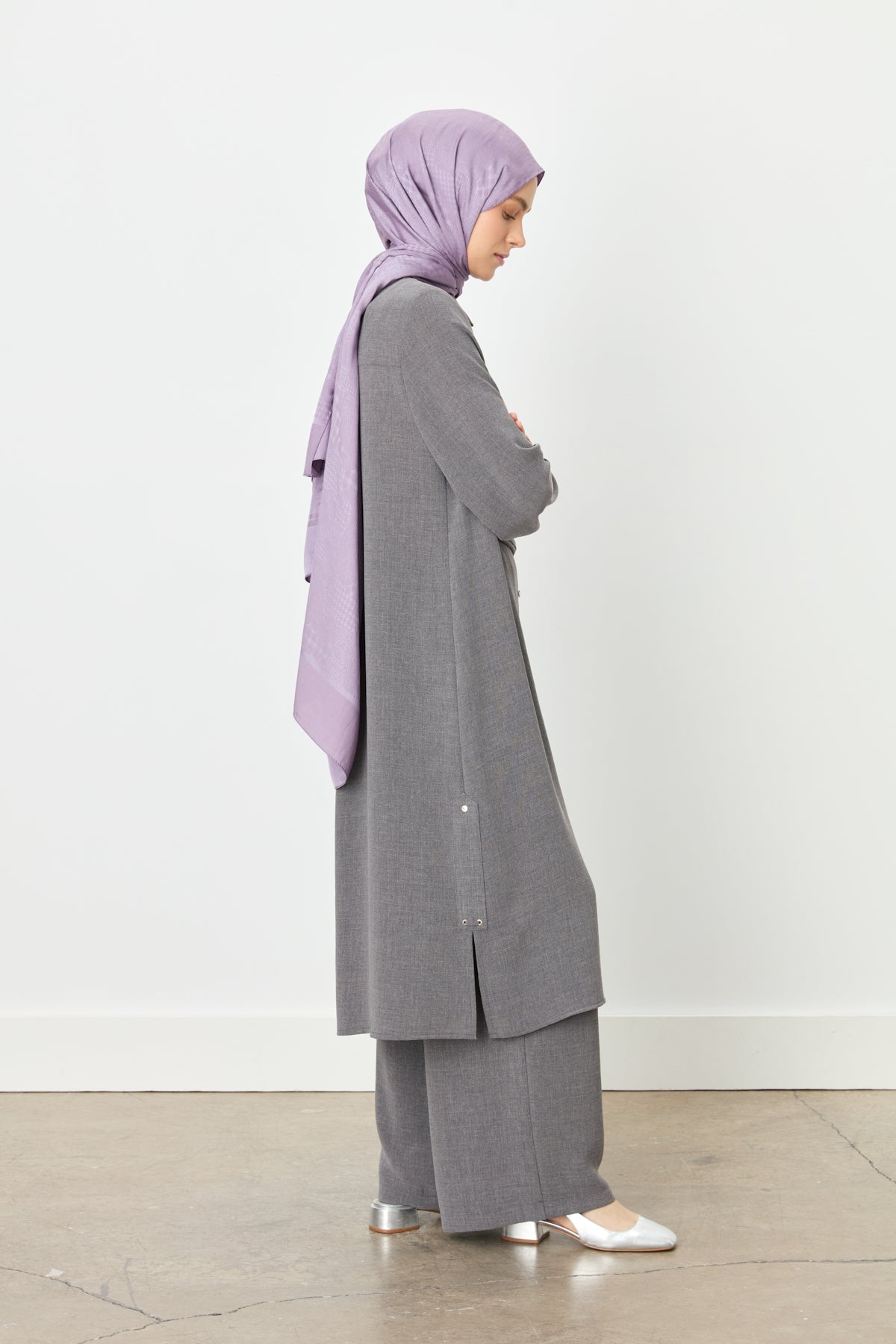 Collared Pants Tunic Set - Anthracite