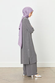 Collared Pants Tunic Set - Anthracite