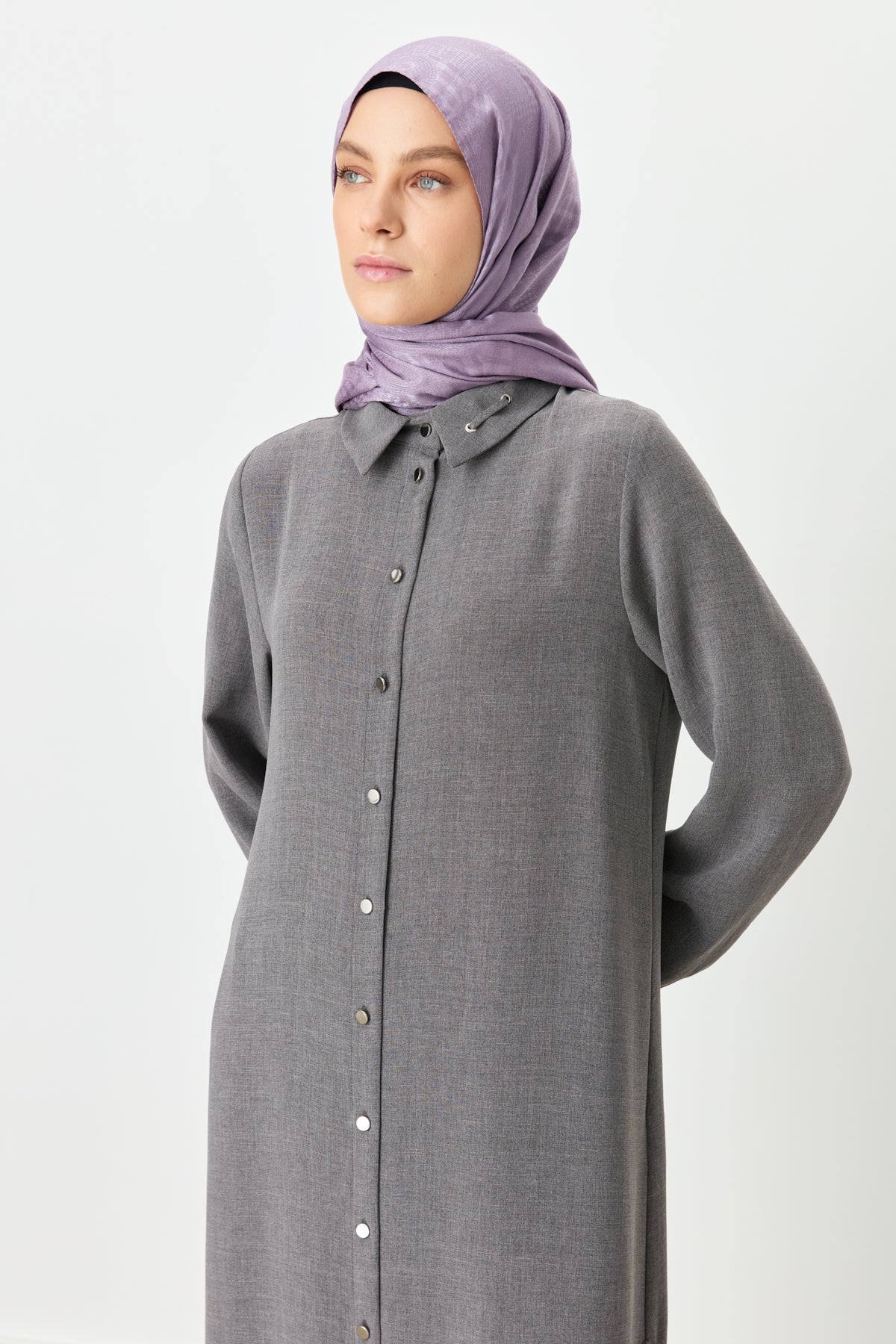 Collared Pants Tunic Set - Anthracite