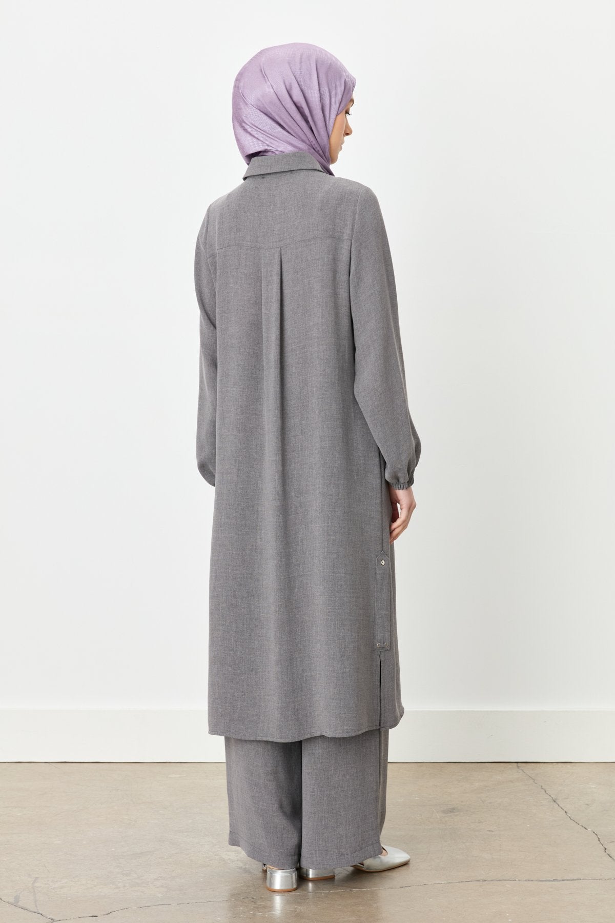 Collared Pants Tunic Set - Anthracite