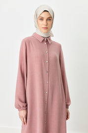 Trousers and Tunic Set with Collar Detail - Dusty Pink
