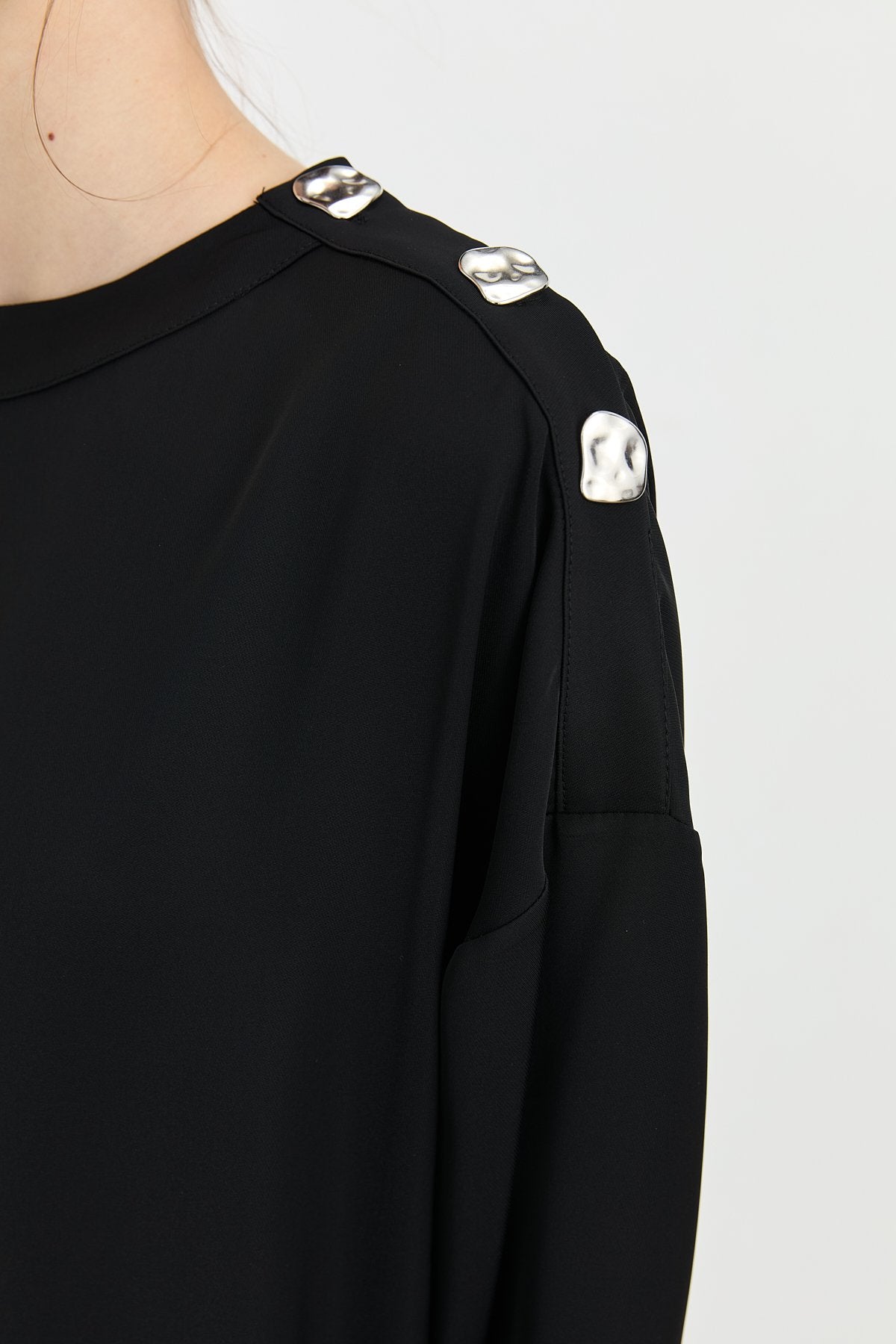 Collar Detail Pants and Tunic Set - Black
