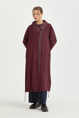 Collared Relaxed Fit Lyocell Cape - Burgundy