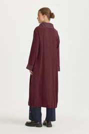 Collared Relaxed Fit Lyocell Cape - Burgundy