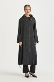 Comfort Fit Lyocell Shirt with Collar Detail - Black
