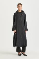 Comfort Fit Lyocell Shirt with Collar Detail - Black