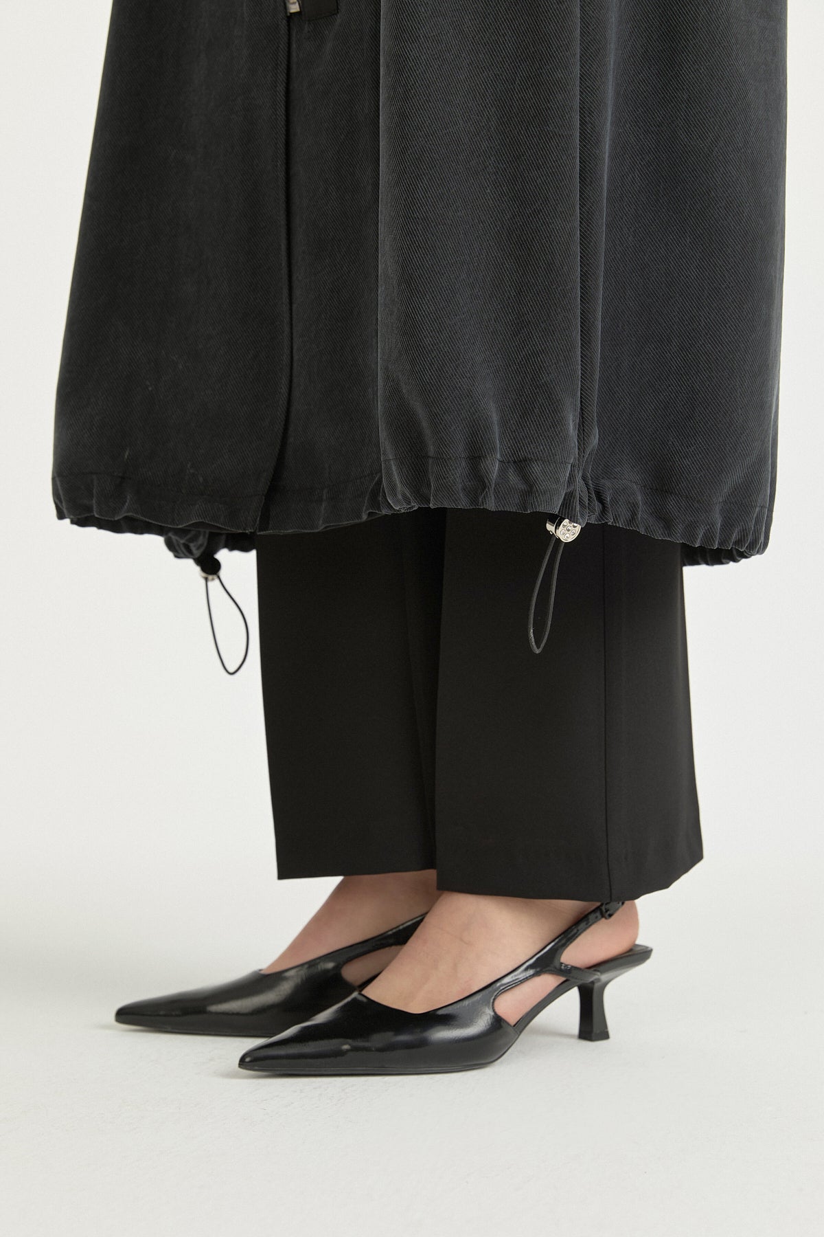 Comfort Fit Lyocell Shirt with Collar Detail - Black
