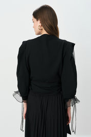 Elegant Blouse with Collar Detail - Black